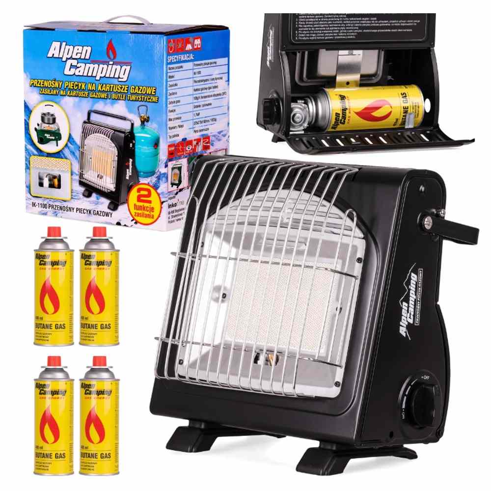 Kempingove topení na kartuše + 4 kartuše