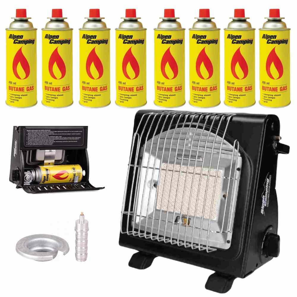 Kempingove topení na kartuše + 8 kartuší