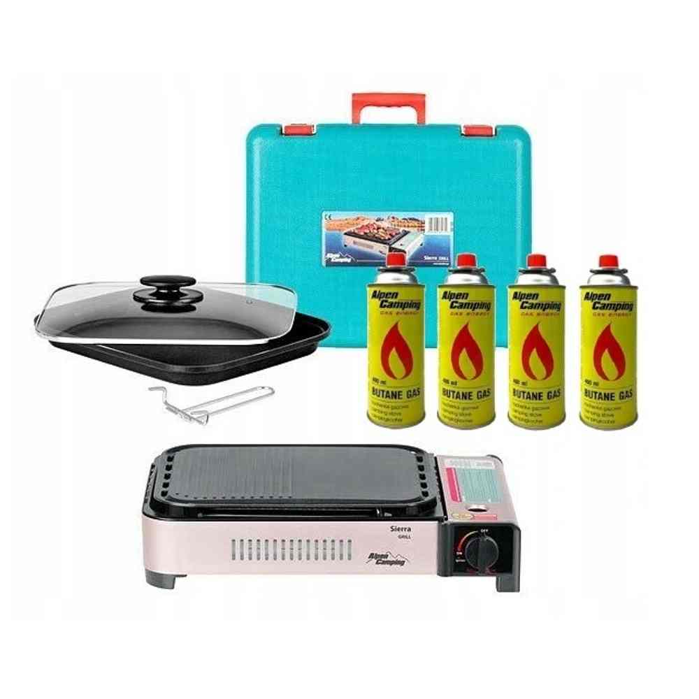 Kempingový plynový gril + 8 kartuší